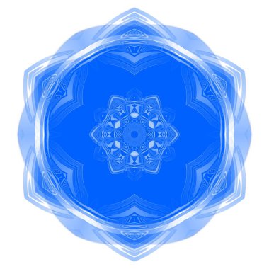 Mavi çiçekli fantezi altıgen kaleydoskopik tasarım