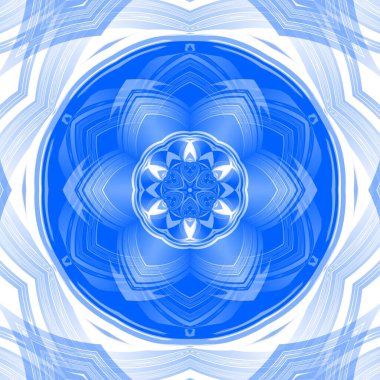 Mavi çiçekli fantezi altıgen kaleydoskopik tasarım