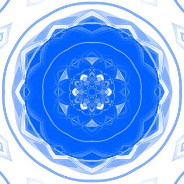 Mavi çiçekli fantezi altıgen kaleydoskopik tasarım