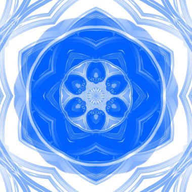 Mavi çiçekli fantezi altıgen kaleydoskopik tasarım