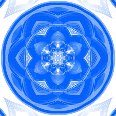 Mavi çiçekli fantezi altıgen kaleydoskopik tasarım