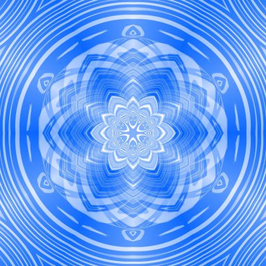 Mavi çiçekli fantezi altıgen kaleydoskopik tasarım