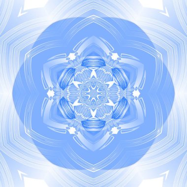 Mavi çiçekli fantezi altıgen kaleydoskopik tasarım