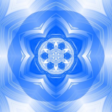 Mavi çiçekli fantezi altıgen kaleydoskopik tasarım
