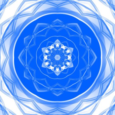 Mavi çiçekli fantezi altıgen kaleydoskopik tasarım