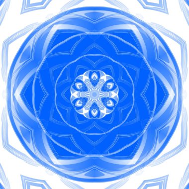 Mavi çiçekli fantezi altıgen kaleydoskopik tasarım