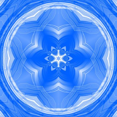 Mavi çiçekli fantezi altıgen kaleydoskopik tasarım