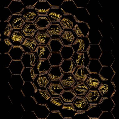 altın ve kahverengi renkli s-şekilli üç boyutlu nesne yarım ton biçiminde