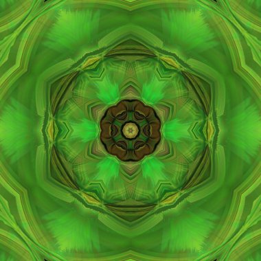 Zümrüt ve parlak yeşil de dahil olmak üzere sonbahar yaprağı renkleri siyah arka planda sıcak kahverengi ile tamamlanmış üç boyutlu bir illüstrasyon.