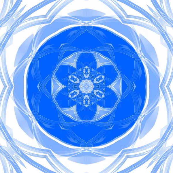 Mavi çiçekli fantezi altıgen kaleydoskopik tasarım