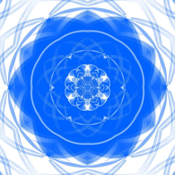 蓝色花奇幻六角形万花筒设计 — 图库照片