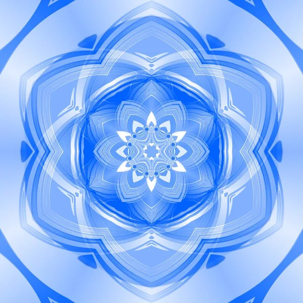 Fantasia Floreale Blu Disegno Caleidoscopico Esagonale — Foto Stock