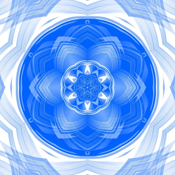 Fantasía Floral Azul Diseño Caleidoscópico Hexagonal — Foto de Stock