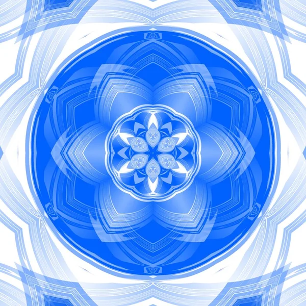 Fantasía Floral Azul Diseño Caleidoscópico Hexagonal — Foto de Stock