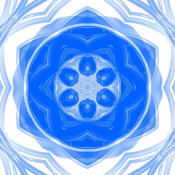 Mavi çiçekli fantezi altıgen kaleydoskopik tasarım