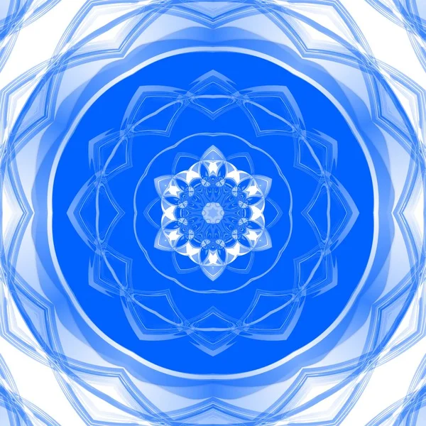Mavi çiçekli fantezi altıgen kaleydoskopik tasarım