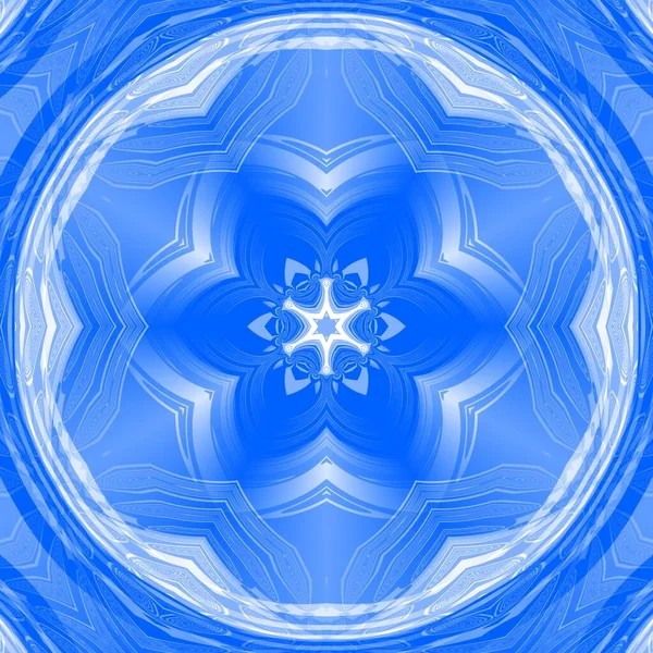 Bleu Floral Fantaisie Hexagonale Design Kaléidoscopique — Photo