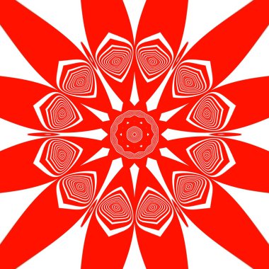  Beyaz arka planda kırmızı ve beyaz çiçekli fantezi