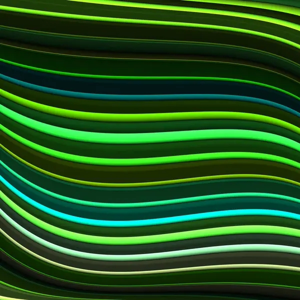 黑色背景上绿色绿松石和蓝色波浪图案的阴影 — 图库照片