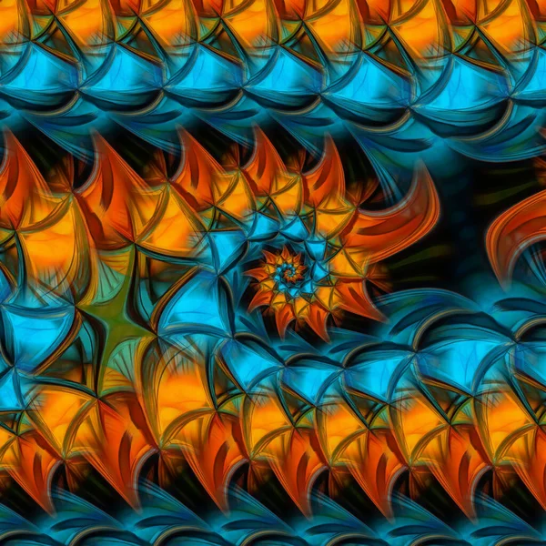 Dragão Forma Mosaico Vidro Manchado Azul Ouro — Fotografia de Stock