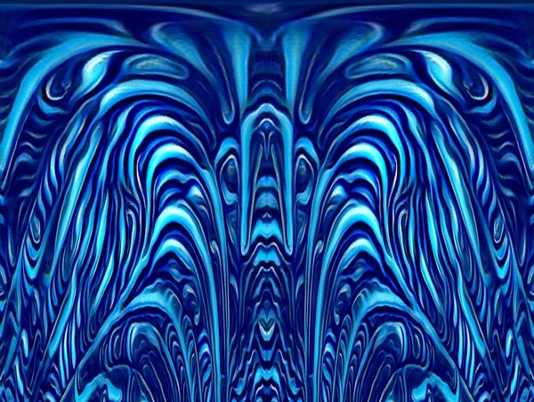 Blaue Und Türkisfarbene Glatte Geschwungene Wellenmuster Und Muster Eines Kobaltblauen — Stockfoto