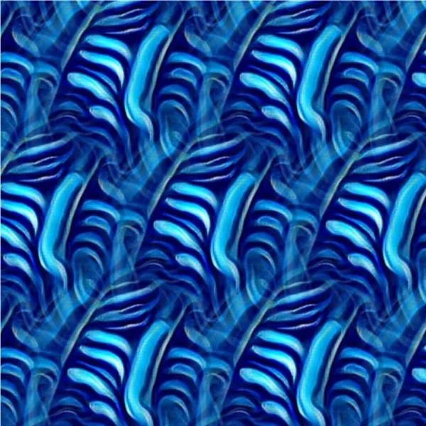 Modré Tyrkysové Hladké Zakřivené Vlnové Vzory Vzory Kobaltově Modrého Pozadí — Stock fotografie