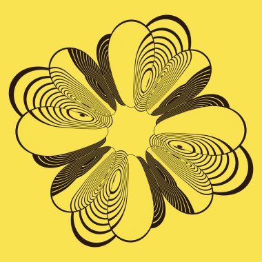 Siyah eşsiz kıvrımlı yaratıcı sarı tekrarlanan sanat-deco tarzı tasarımlar