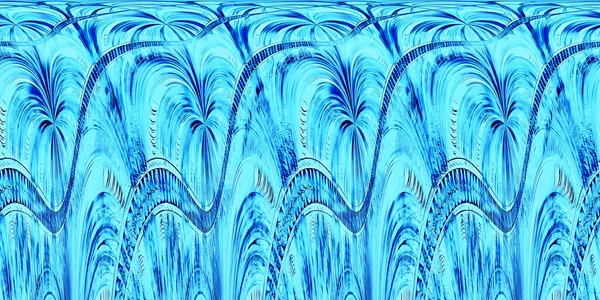 艺术装饰绿松石蓝色波浪形大海和冲浪设计 — 图库照片
