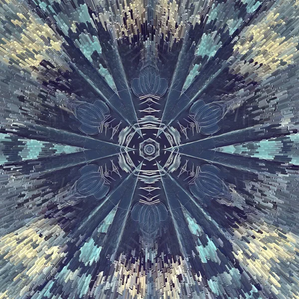 Hluboký Zamrzlý Modrý Šedý Led Socha Šestiúhelníkový Kaleidoskopický Vzor Design — Stock fotografie