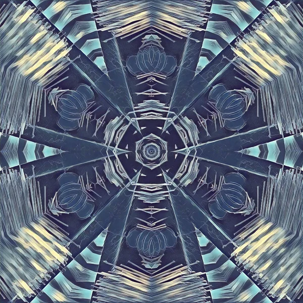 Escultura Hielo Azul Gris Congelado Profundo Patrón Caleidoscópico Hexagonal Diseño — Foto de Stock