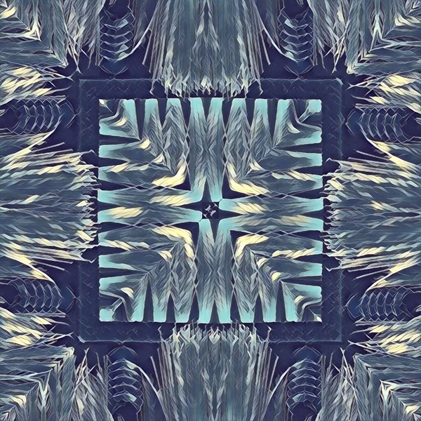 Vierkante Formaat Compositie Herhalen Geometrische Mozaïek Patroon Ontwerp Grijs Turquoise — Stockfoto