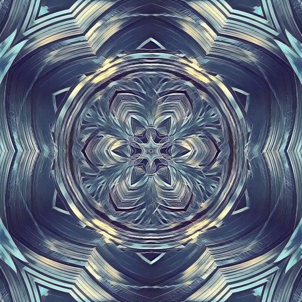 Deep Frozen Blue Grey Ice Sculpture Hexagonal Kaleidoscopic Pattern Design — Stock Photo, Image