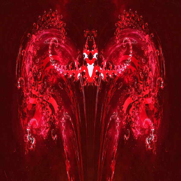 Red smoke and cloud combined fractal design on a dark scarlet background