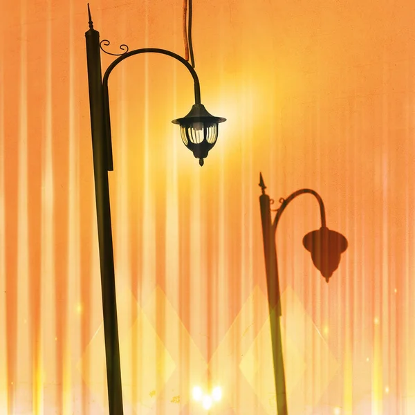 Utcai Lámpa Árnyalattal Kreatív Féltónusú Hatás Élénk Színek Bokeh Réteg — Stock Fotó