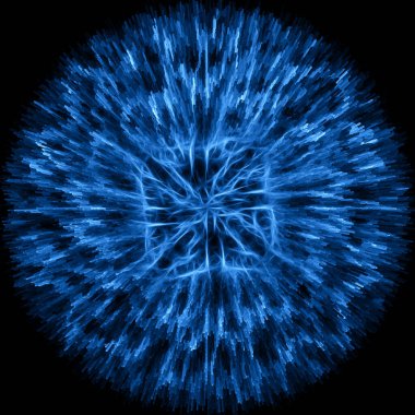 Kobalt mavisi çiçekli fantezi şeklinde eşmerkezli desen ve tasarım