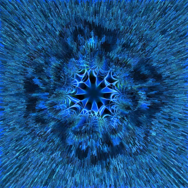 Яскравий Синій Кольоровий Квітковий Фентезі Встановлений Звичайному Струменевому Чорному Фоні — стокове фото
