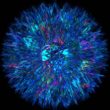 düz siyah arkaplan üzerinde kobalt mavi dairesel desen patlayan stil tasarımı