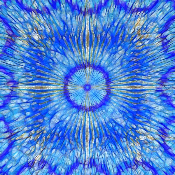Explodierender Versuch Traditionelles Blaues Blumenmuster Auf Einer Regelmäßigen Quadratischen Zusammensetzung — Stockfoto
