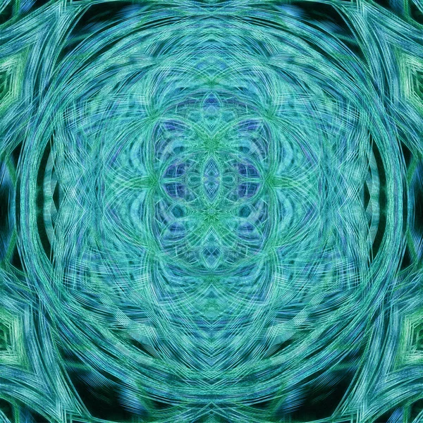 Motif Floral Circulaire Complexe Bleu Vert Turquoise — Photo