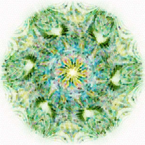 Fantasia Floral Hexagonal Delicadas Cores Verdes Renda Fundo Liso Branco — Fotografia de Stock
