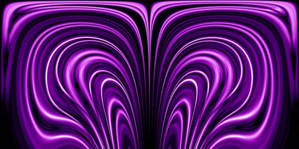 黑色上的紫色和粉色平滑曲线创意设计 — 图库照片