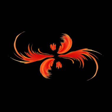 Karalama kasırga stili eğri kırmızı ve turuncu simetrik tasarım