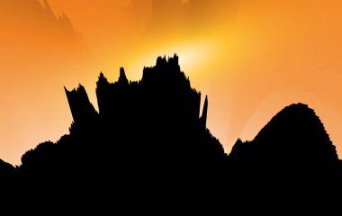 Dağların üzerinden siluet içinde altın sarısı gündoğumu