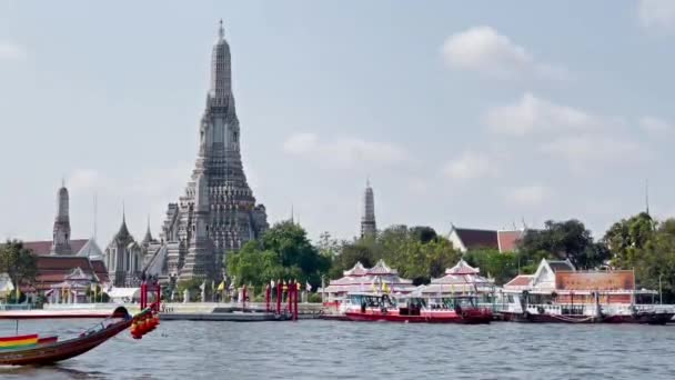 Wat Arun Ratchawararam Oblíbenou Destinací Pro Turisty Celém Světě Bangkok — Stock video