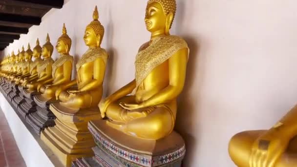 在泰国Ayutthaya的Wat Phutthaisawan 许多古老的金佛像都是Ayutthaya省的象征 — 图库视频影像