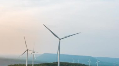 Time lapse of wind turbine for generating electricity from wind power with beautiful sky and clouds