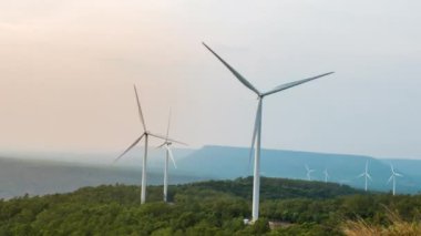 Time lapse of wind turbine for generating electricity from wind power with beautiful sky and clouds