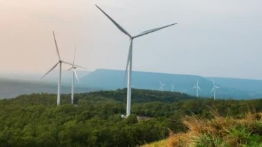Time lapse of wind turbine for generating electricity from wind power with beautiful sky and clouds
