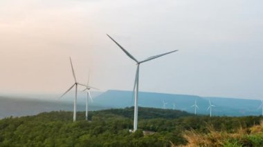Time lapse of wind turbine for generating electricity from wind power with beautiful sky and clouds