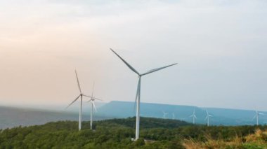 Time lapse of wind turbine for generating electricity from wind power with beautiful sky and clouds